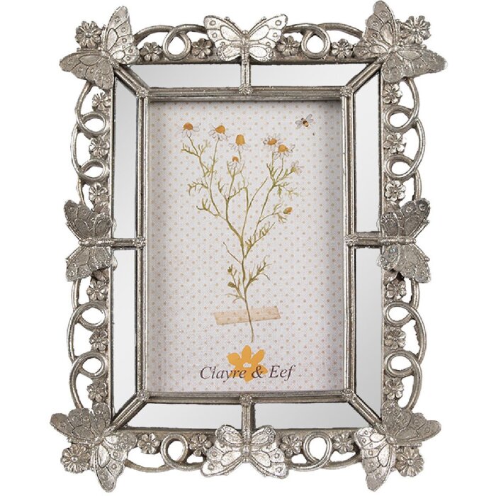 Clayre & Eef 2F1123 Cadru foto 21x2x26 cm Argintiu Fluture Design