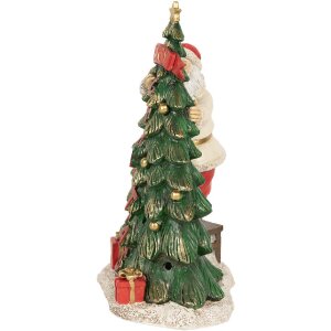 Clayre & Eef 6PR4179 Weihnachtsmann mit Weihnachtsbaum LED 15x10x22 cm