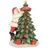 Clayre & Eef 6PR4179 Weihnachtsmann mit Weihnachtsbaum LED 15x10x22 cm