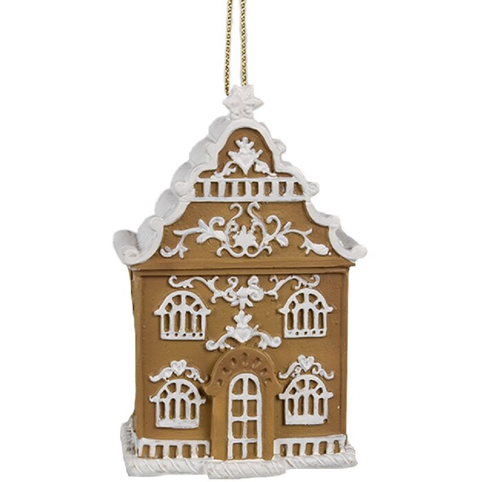 Clayre & Eef 6PR4212 Decorațiune pandantiv Casă maro alb 6x4x9 cm