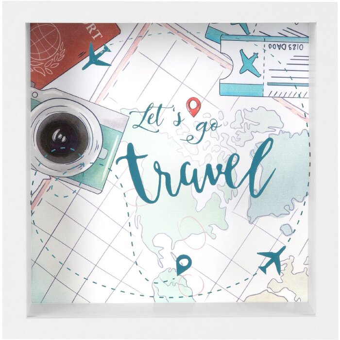 Goldbuch Wunscherfüller Lets go travel 18x18 cm MDF Spardose Bilderrahmen