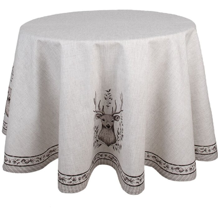 Clayre & Eef GTW07 Tischdecke Hirschmotiv Beige Ø 170 cm