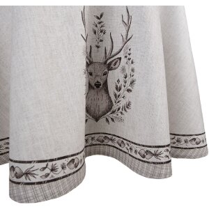Clayre & Eef GTW07 Tischdecke Hirschmotiv Beige Ø 170 cm