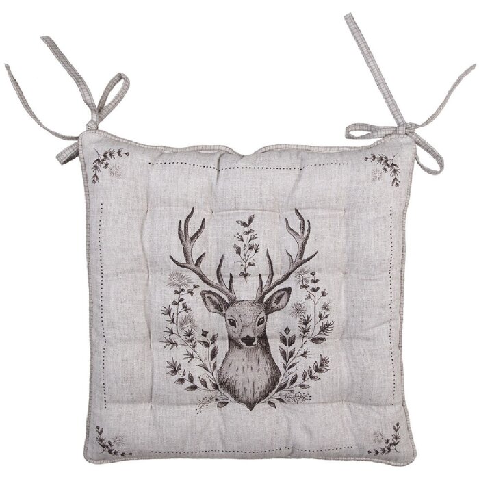 Clayre & Eef GTW29 Pernă de scaun cu motiv de căprioară din spumă 40x40x4 cm