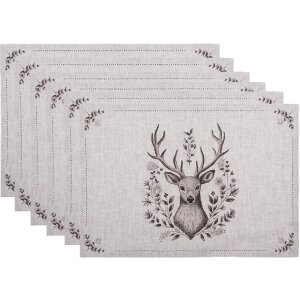 Clayre & Eef GTW40 Tischset Hirsch Motiv 48x33 cm 6er...