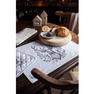 Clayre & Eef GTW40 Set de 6 fețe de masă cu motiv de căprioară 48x33 cm Bej