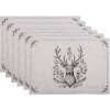 Clayre & Eef GTW40 Set de 6 fețe de masă cu motiv de căprioară 48x33 cm Bej