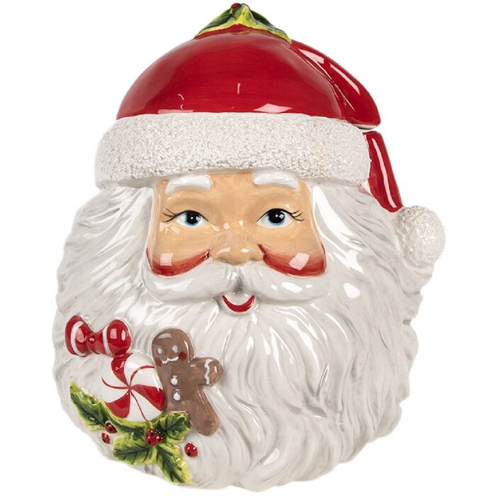 Clayre & Eef 6CE1856 Borcan de depozitare cu capac 20x17x22 cm Moș Crăciun