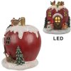 Clayre & Eef 6PR4175 Weihnachtsdeko Haus mit LED Licht 12x11x13 cm