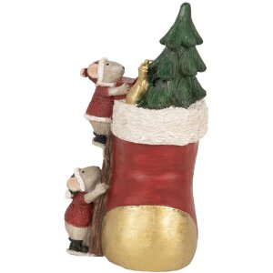 Clayre & Eef 6PR4176 Mäuse im Stiefel LED Dekoration 14x10x19 cm