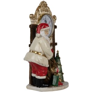Clayre & Eef 6PR4180 Dekoration Weihnachtsmann Uhr 15x7x22 cm