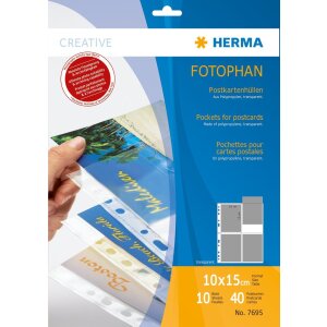 HERMA Postkartenhüllen 10x15 cm 10 Blatt transparent für 40 Postkarten