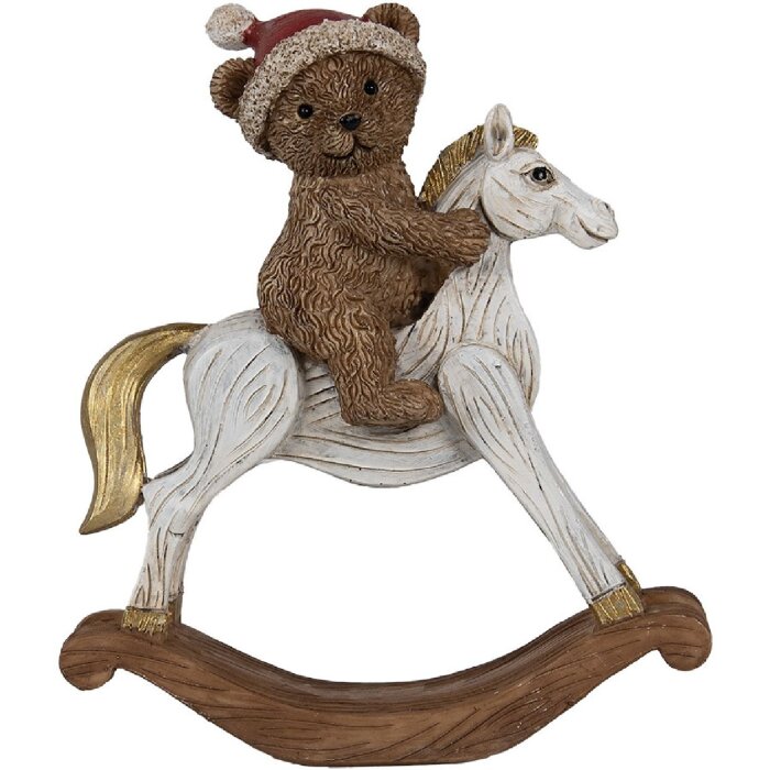 Clayre & Eef 6PR4169 Decorațiune Urs pe cal balansoar 12x4x14 cm