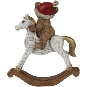 Clayre & Eef 6PR4169 Decorațiune Urs pe cal balansoar 12x4x14 cm