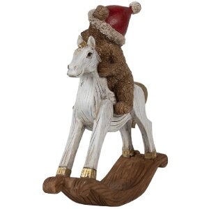 Clayre & Eef 6PR4169 Decorațiune Urs pe cal balansoar 12x4x14 cm