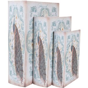 Clayre & Eef 65690 Aufbewahrungsbox 3er Set Holz Blau...