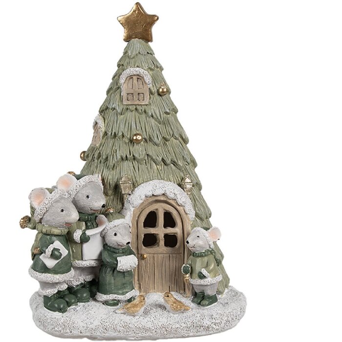 Clayre & Eef 6PR4190 Dekoration Mäusefamilie LED 12x10x17 cm