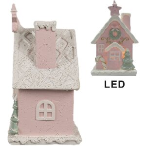 Clayre & Eef 6PR4199 Dekoration Haus mit LED 10x8x15 cm