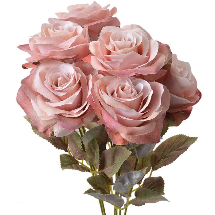 Clayre & Eef 6PL0309 Floare artificială Trandafir roz verde 16x16x47 cm
