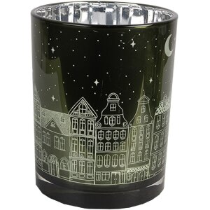 Clayre & Eef 6GL4655 Teelichthalter-Set 3-teilig Grün Ø 7/8 9/10 10/12 cm