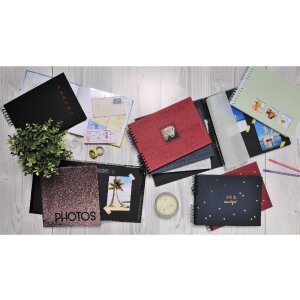 Exacompta Spiralalbum LIFE Rot 32x22cm 50 Seiten Schwarz 250g/m² Goldprägung