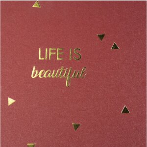 Exacompta Spiralalbum LIFE Rot 32x22cm 50 Seiten Schwarz 250g/m² Goldprägung