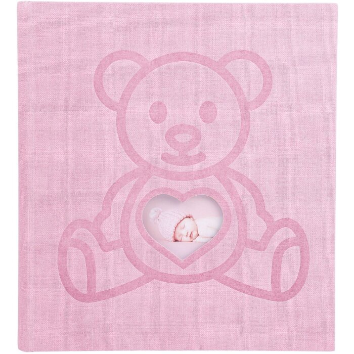Exacompta 16566E Fotoalbum TEDDY 29x32 cm 60 Seiten weiß Einband Teddybär Rosa