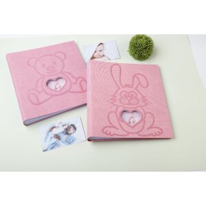 Exacompta 16566E Fotoalbum TEDDY 29x32 cm 60 Seiten weiß Einband Teddybär Rosa