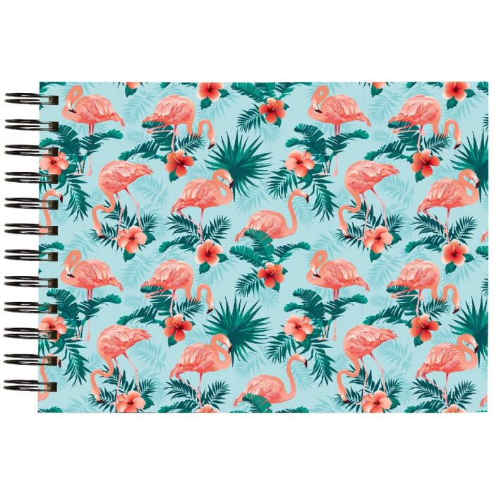 Exacompta 16702E Spiralfotoalbum FLAMINGO Hellblau 23x16 cm 50 weiße Seiten