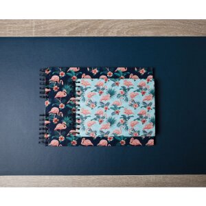 Exacompta 16702E Spiralfotoalbum FLAMINGO Hellblau 23x16 cm 50 weiße Seiten