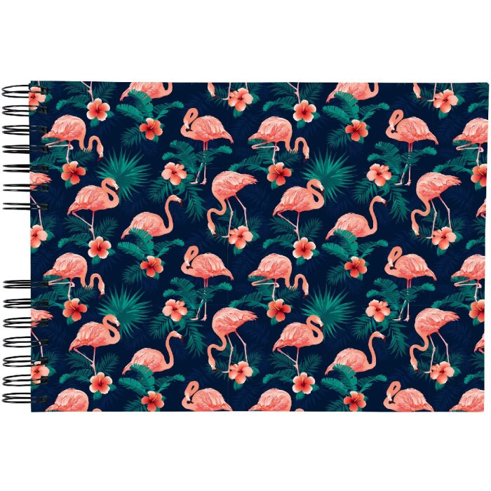 Exacompta 16703E Spiralfotoalbum FLAMINGO 23x16 cm 50 Seiten weiß Nachtblau