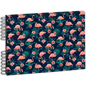 Exacompta 16703E Spiralfotoalbum FLAMINGO 23x16 cm 50 Seiten weiß Nachtblau
