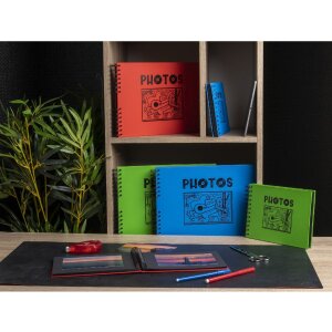 Exacompta 16783E Fotoalbum mit Spiralbindung 50 schwarze Seiten Musicart Rot