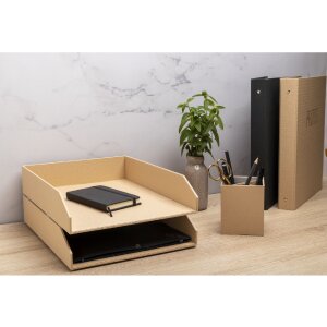 Exacompta 17602E Fotoalbum mit Ringmechanik 60 schwarze Seiten 32x26x4 cm Beige