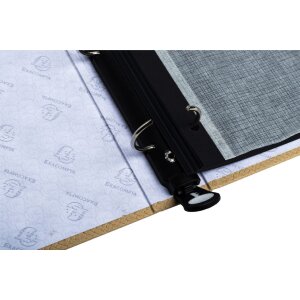 Exacompta 17602E Fotoalbum mit Ringmechanik 60 schwarze Seiten 32x26x4 cm Beige
