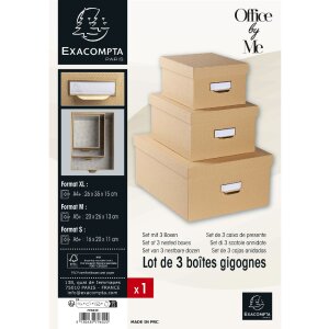 Exacompta 79602E Set de 3 cutii de depozitare Office by me Bej
