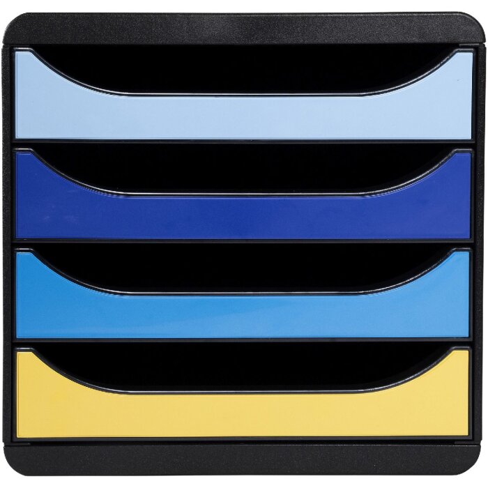Exacompta Schubladenbox Big Box Plus 4 offene Schubladen Bee Blue sortiert