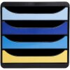 Exacompta Schubladenbox Big Box Plus 4 offene Schubladen Bee Blue sortiert