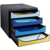 Exacompta Schubladenbox Big Box Plus 4 offene Schubladen Bee Blue sortiert