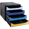 Exacompta Schubladenbox Big Box Plus 4 offene Schubladen Bee Blue sortiert