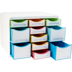 Exacompta cutie de sertare STORE BOX MULTI 11 sertare deschise Alb/Harlequin