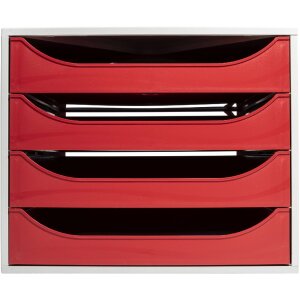 Exacompta 2286107D ECOBOX Schubladenbox mit 4 Schubladen Rot