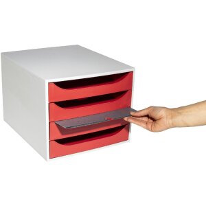 Exacompta 2286107D ECOBOX Schubladenbox mit 4 Schubladen Rot
