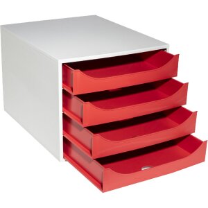 Exacompta 2286107D ECOBOX Schubladenbox mit 4 Schubladen Rot