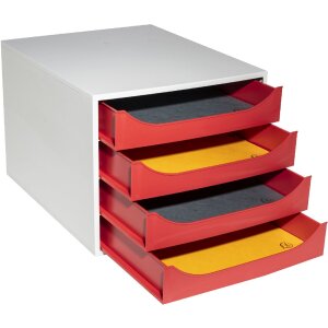 Exacompta 2286107D ECOBOX Schubladenbox mit 4 Schubladen Rot