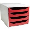 Exacompta 2286107D ECOBOX Schubladenbox mit 4 Schubladen Rot