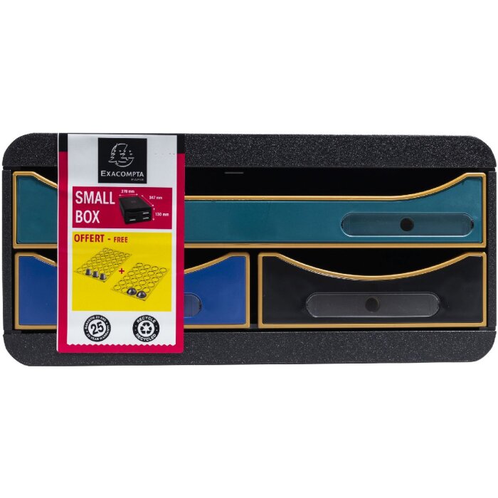 Exacompta Schubladenbox mit 3 Schubladen Neo Deco Small Box Farben sortiert