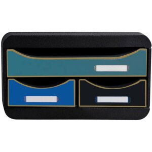 Exacompta Schubladenbox mit 3 Schubladen Neo Deco Small Box Farben sortiert