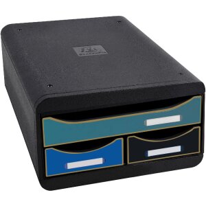 Exacompta Schubladenbox mit 3 Schubladen Neo Deco Small Box Farben sortiert