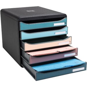 Exacompta 309606D Big Box Schubladenbox 5 Schubladen Skandi-Farben sortiert